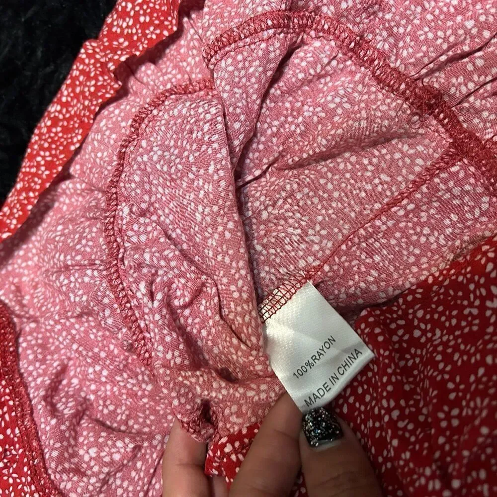 PRINCESS POLLY red floral print mini skirt size 0 women’s